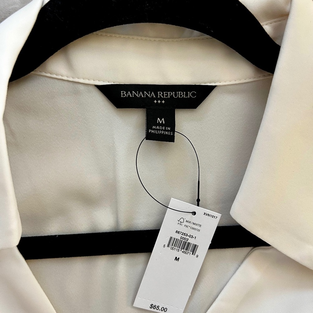 Banana Republic - Collared Bib Top - Cream - Size Medium